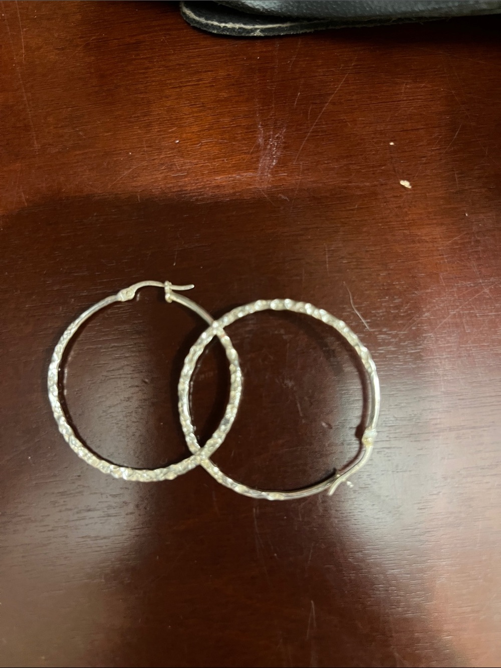 Hammered Silver Hoop Earrings for Women